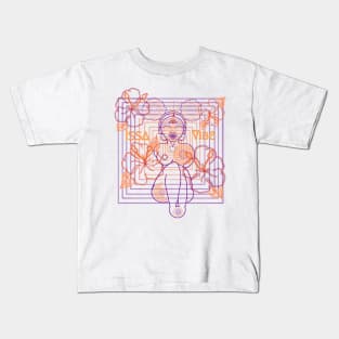 Psychedelic Issa Vibe Spacey Earth Girl (white bg, purple and goldish orange variation) Kids T-Shirt